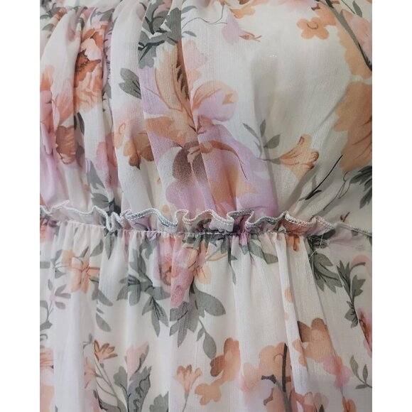 Women's Summer Floral Mini Dress Flowy Dresses Sleeveless Ruffle Dress - Picture 5 of 6